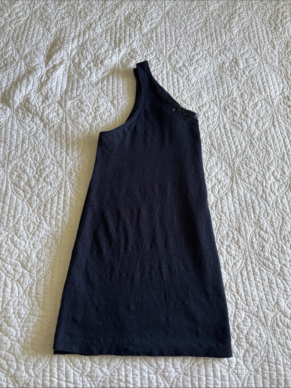 Eileen Fisher Navy Linen Embellished Scoop Neck Tank Top Sequins Size XL - Picture 10 of 11